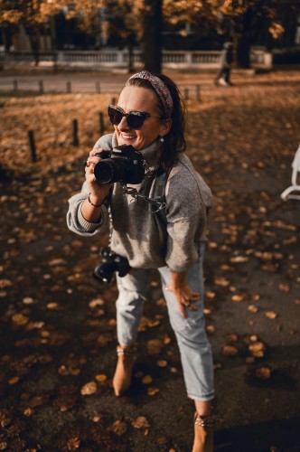 Szelki fotograficzne podwójne welur Blue Jeans, szelki reporterskie błękitny welur