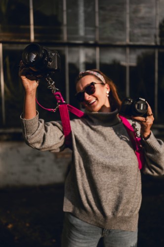 Szelki reporterskie na 2 body różowy welur