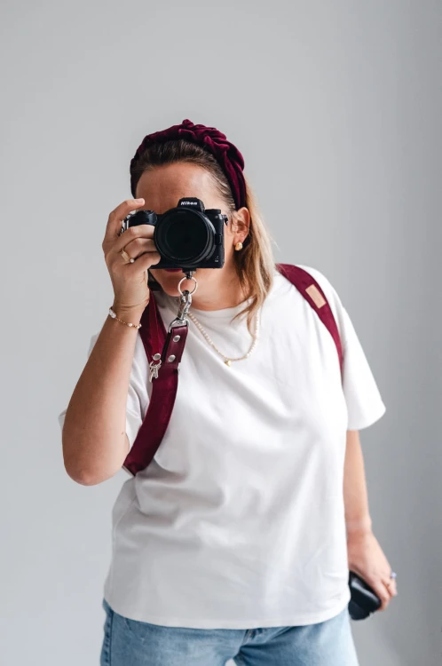 Szelki fotograficzne na 2 aparaty welur BURGUND szelki reporterskie welurowe