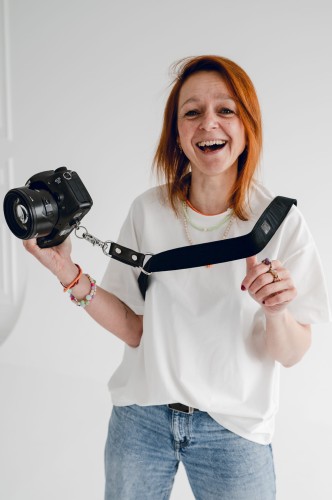 Szelka fotograficzna do aparatu pasek do aparatu czarny welur