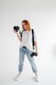 Szelki fotograficzne na 2 body Szelki reporterskie welurowe czarne
