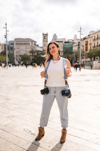 Szelki fotograficzne na 2 aparaty welur BŁĘKIT i Czekolada szelki reporterskie welurowe niebieskie