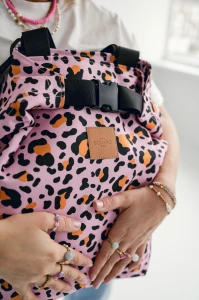 Torbo-Plecak XL codura Różowa panterka summer paski czarne wodoodporna panterkowy plecak 