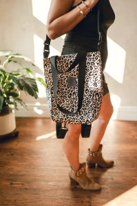 Torbo-plecak XL Panterka welur drukowany wodoodporna