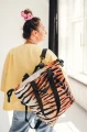 Torbo-Plecak XL Tygrys welur z wzorem tygrysiej skóry vegan wodoodporna torba bagaż podręczny