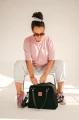Torba fotograficzna Czarna welur i ekoskóra premium wodoodporna profesjonalna torba na sprzęt dla fotografki