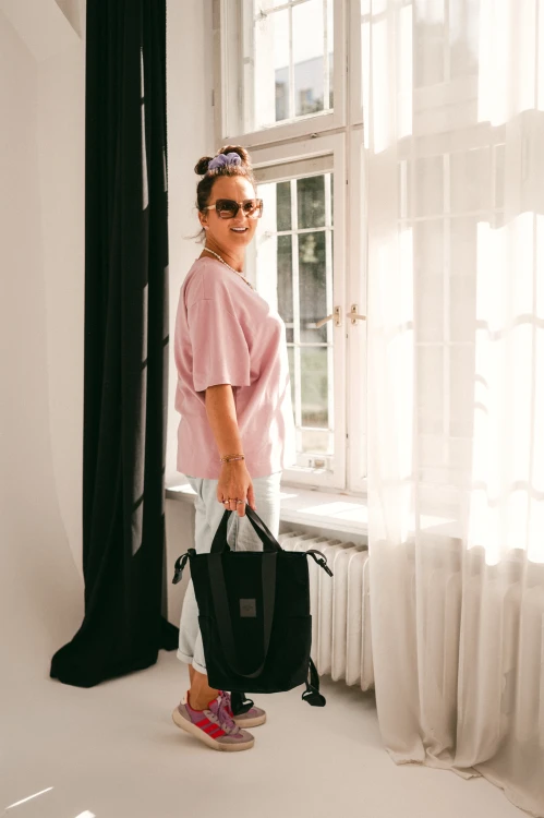 Torbo Plecak Fotograficzny Mini Torba na aparat Welur Czarny
