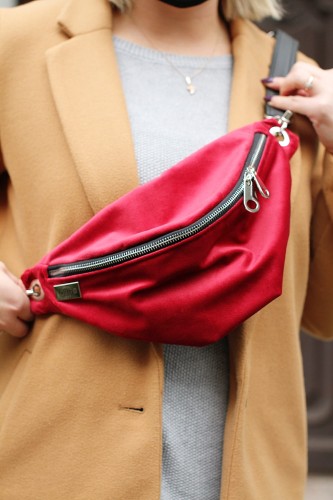Nerka XL Maroon bordowy welur wodoodporna